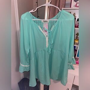 Haptics mint blouse 1X